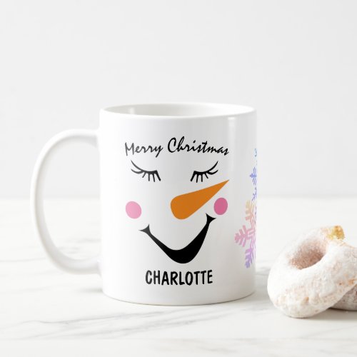 Blissfully Smiling Snowman Merry Christmas Coffee Mug