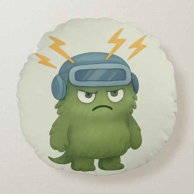 Blitz Kissen - The ADHD Monster in Hyperfocus Round Pillow (Front)