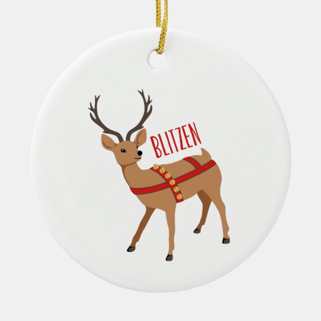 Blitzen Ceramic Ornament (Front)