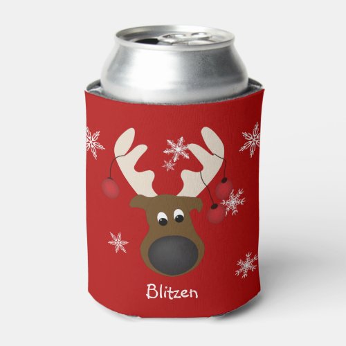 Blitzen Custom Christmas Reindeer Funny  Can Cooler