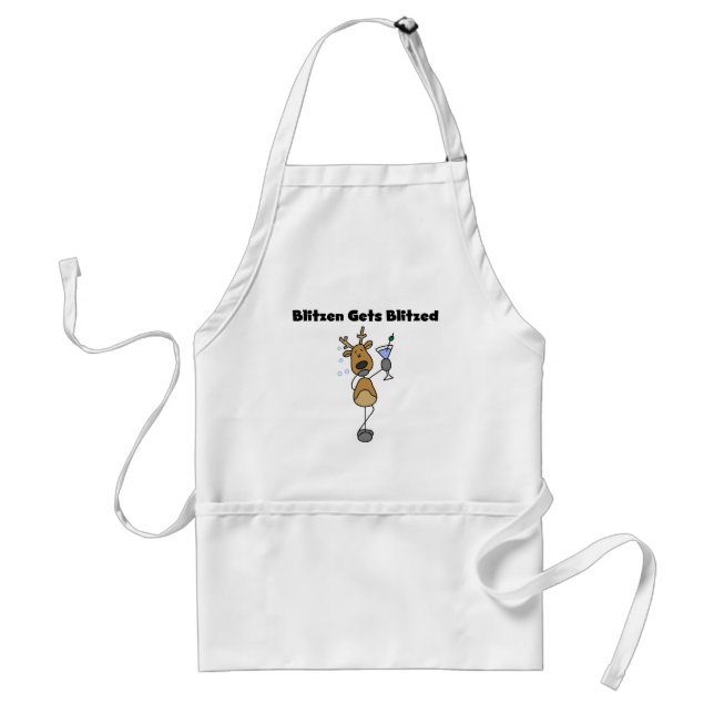 Blitzen Gets Blitzed Adult Apron (Front)