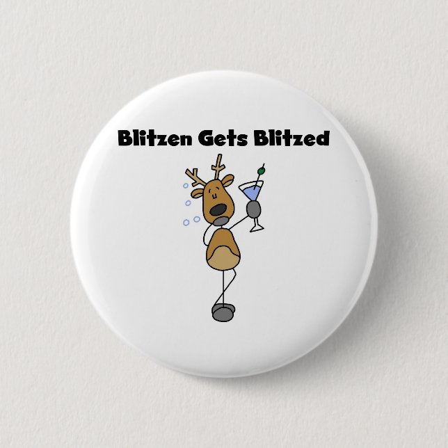Blitzen Gets Blitzed Pinback Button (Front)