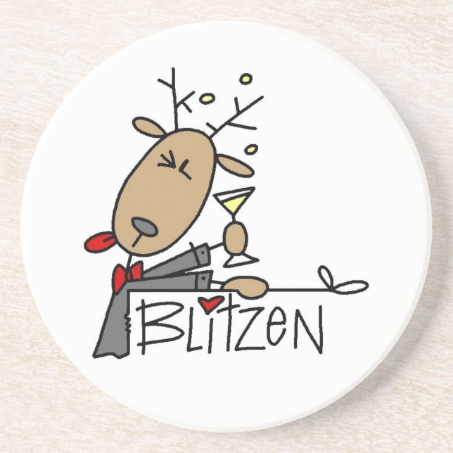 Blitzen Reindeer Christmas Tshirts and Gifts Drink Coaster (Front)