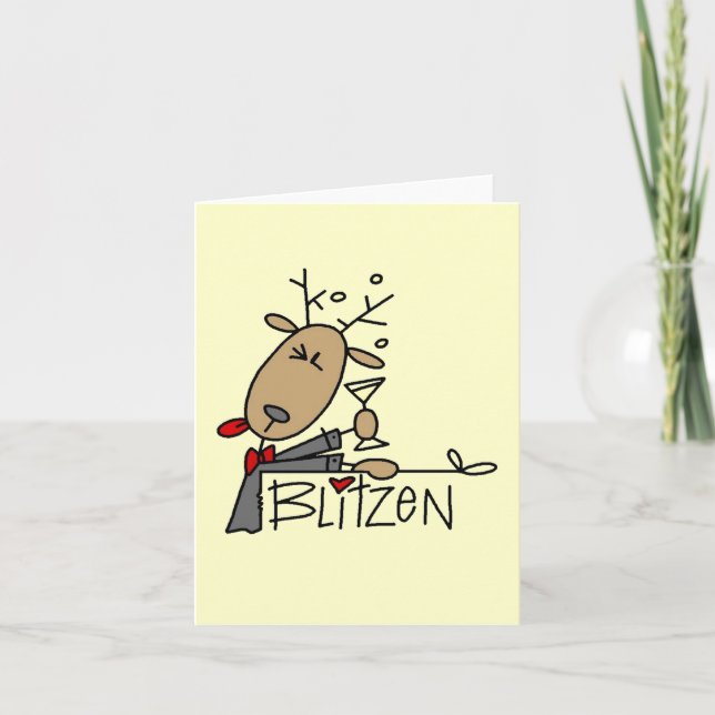 Blitzen Reindeer Christmas Tshirts and Gifts Holiday Card (Front)