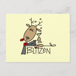 Blitzen Reindeer Christmas Tshirts and Gifts Holiday Postcard