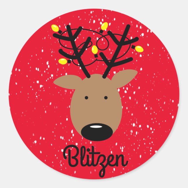 Blitzen Reindeer Classic Round Sticker (Front)