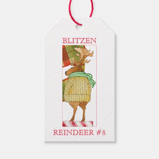 BLITZEN REINDEER Gift Tags (Front)