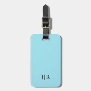 Blizzard Blue and black Modern Monogram Luggage Tag