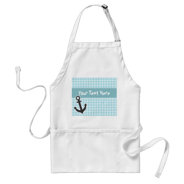 Blizzard Blue Gingham; Anchor Adult Apron (Front)