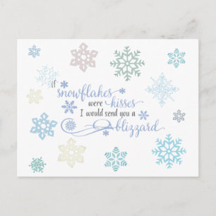 Blizzard of Snowflake Kisses Winter Holiday Postcard