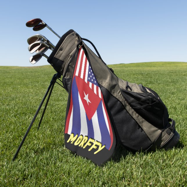 Blk3X: Monogram Cuban / American Flag Golf Towel (Green)