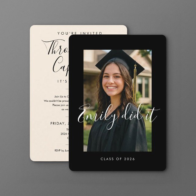 BLK & CREAM 2026 | Graduation Invite with Photo (Creator Uploaded)