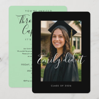 BLK & GREEN 2026 | Graduation Invite with Photo