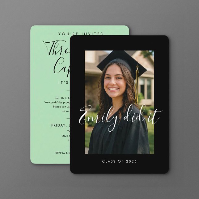 BLK & GREEN 2026 | Graduation Invite with Photo (Creator Uploaded)