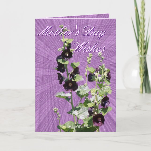 Blk Hollyhock Mother's day-customize any occasion Card (Front)