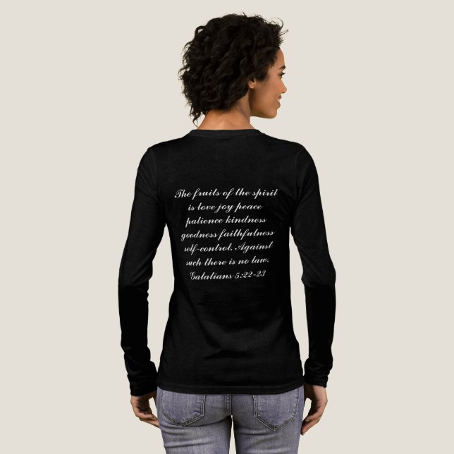 blk longsleeve love in red fruit of the spirit Tri-Blend shirt (Full Back)