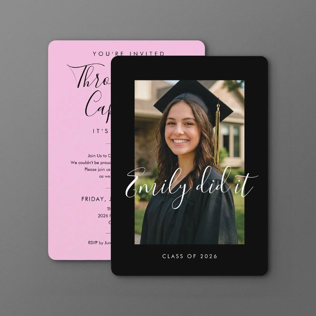 BLK & PINK 2026 | Graduation Invite with Photo (Creator Uploaded)
