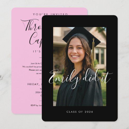 BLK &amp; PINK 2026 | Graduation Invite with Photo
