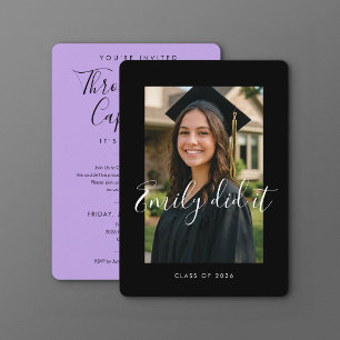 BLK & PURPLE 2026 Graduation Invite with Photo