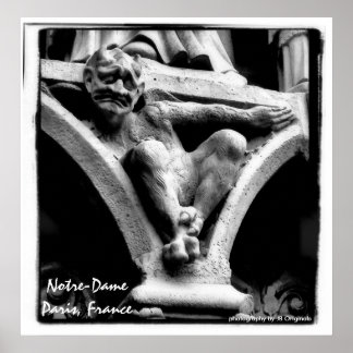 blk wht gargoyle poster Notre-Dame Paris, France