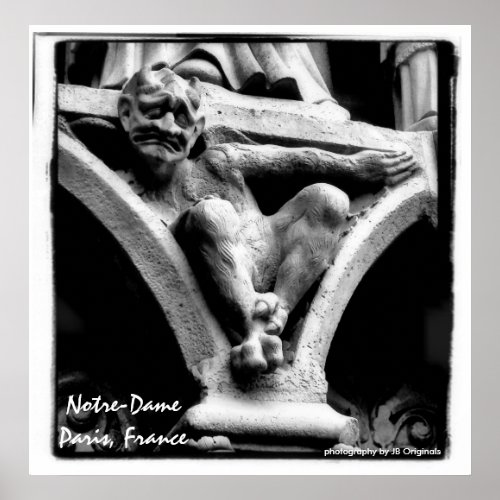 blk wht gargoyle poster Notre_Dame Paris France