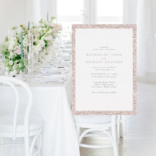 Bllush Glitter Image No Parents Wedding Silver Foil Invitation (Creator Uploaded)