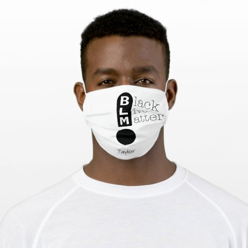 BLM Black Exclamation Mark With White Monogram Adult Cloth Face Mask