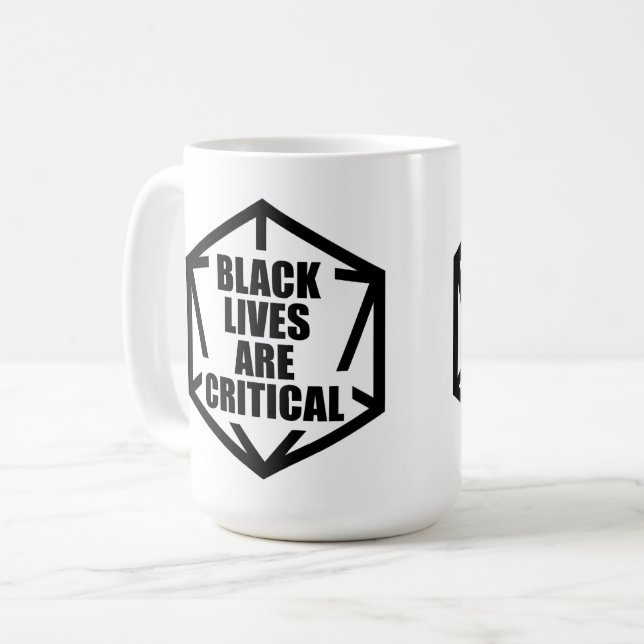 BLM Black Lives are Critical [B&W] Coffee Mug (Front Left)