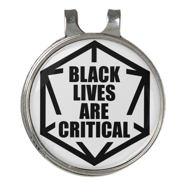 BLM Black Lives are Critical [B&W] Golf Hat Clip (Front)