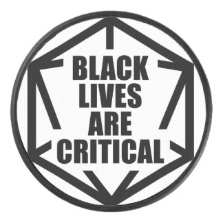BLM Black Lives are Critical [B&W] Hockey Puck