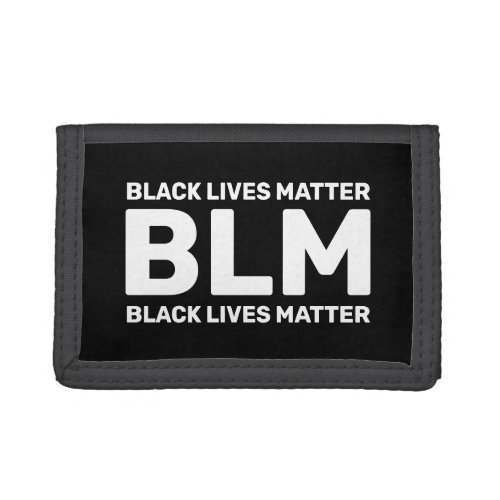 BLM Black Lives Matter White Typography on Black Trifold Wallet