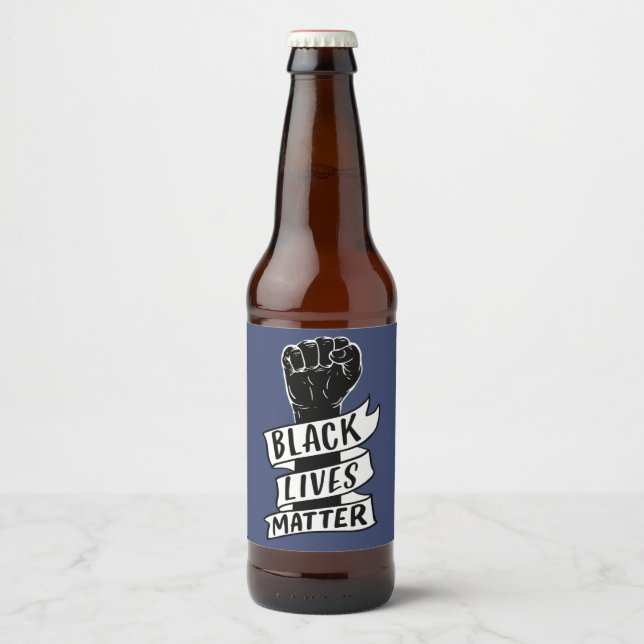 blm protest black lives matter equality power fist beer bottle label (Front)