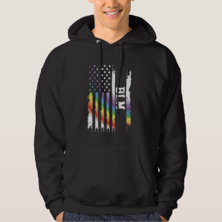 BLM United States Distressed Rainbow w US Flag Hoodie