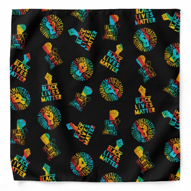blm x gay pride rainbow black lives matter protest bandana (Front)