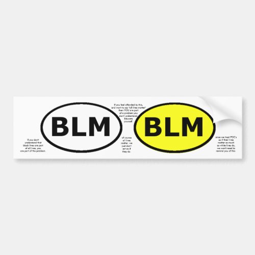 BLMs educational oval or windowstickers Bumper Sticker