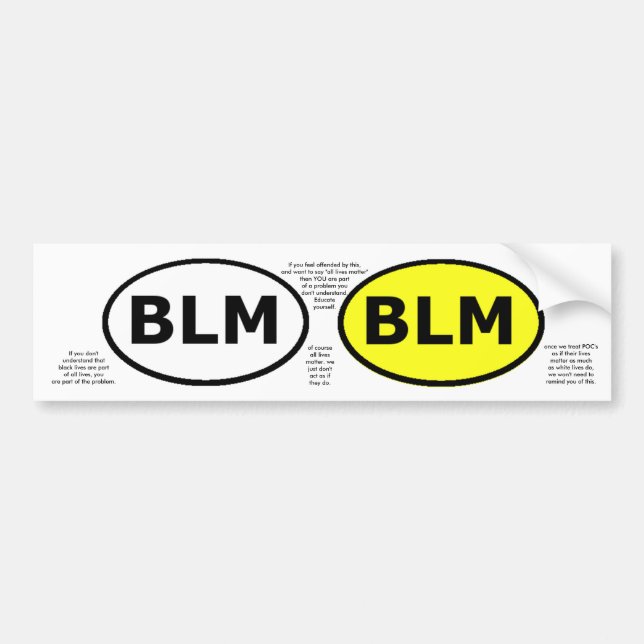 BLM's educational oval or windowstickers Bumper Sticker (Front)