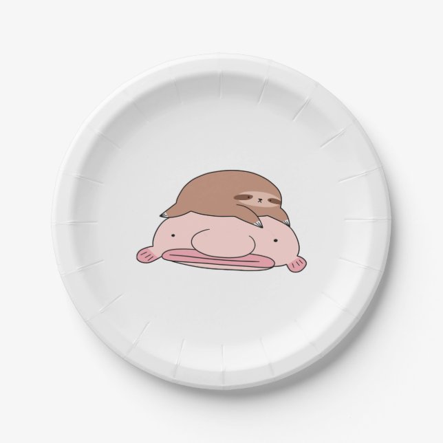 Blobfish and Little Sloth  Paper Plates (Front)