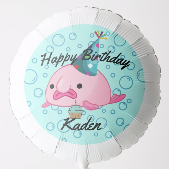 Blobfish Birthday Party Balloon (Front)
