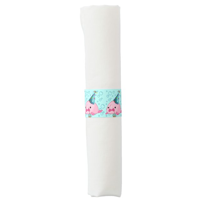 Blobfish Birthday Party Napkin Bands (Front)