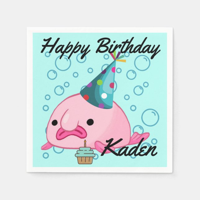 Blobfish Birthday Party Napkins (Front)