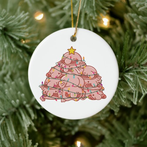 Blobfish Christmas Tree Funny Animal Christmas Cer Ceramic Ornament