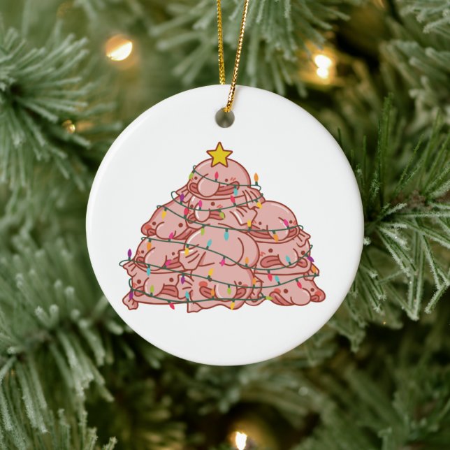 Blobfish Christmas Tree Funny Animal Christmas Cer Ceramic Ornament (Tree)