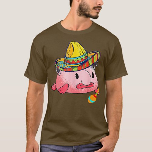 Blobfish Mexican Grumpy Blob Fish Funny Sombrero C T_Shirt