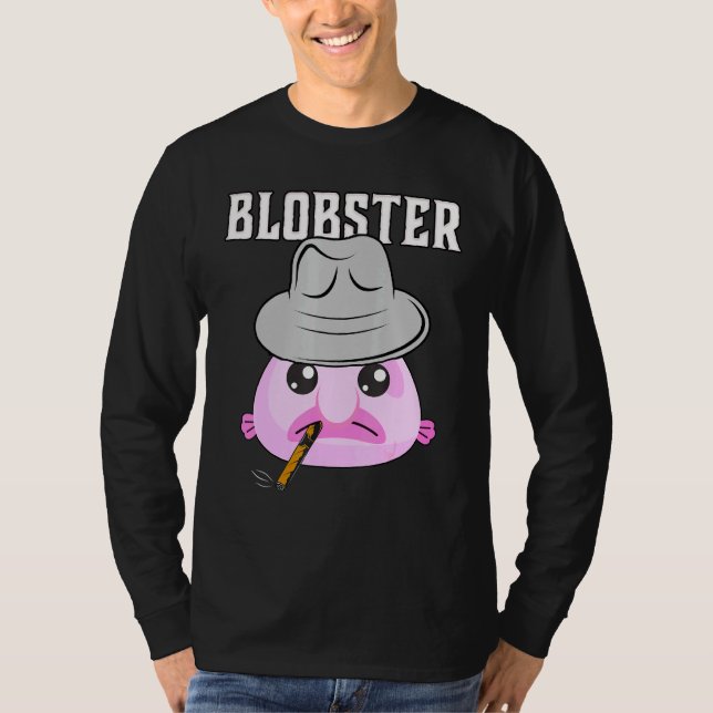 Blobfish Mobster Blobster Fish Fedora Hat And Ciga T-Shirt (Front)