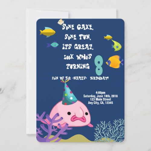 Blobfish Personalized Name Birthday Party Invitation
