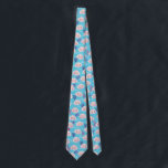 Blobfish ugly fish neck tie<br><div class="desc">Blob fish pattern - the ugly pink fish the internet loves. 
On light blue water waves background with corals and bubbles.</div>