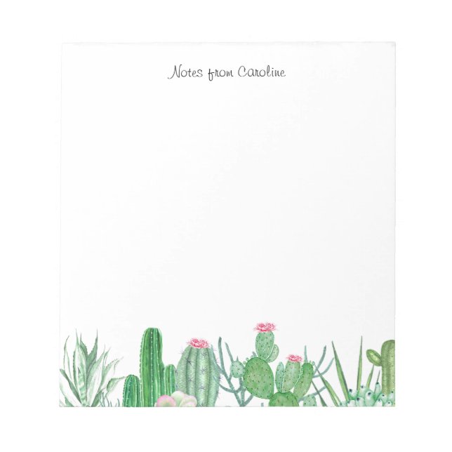 Bloc De Notas Notepad cactus in watercolor (Front)