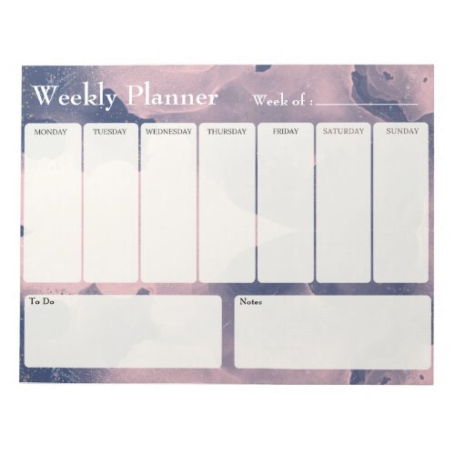 Bloc_Note Aquarelle Moderne Weekly Planner Notepad