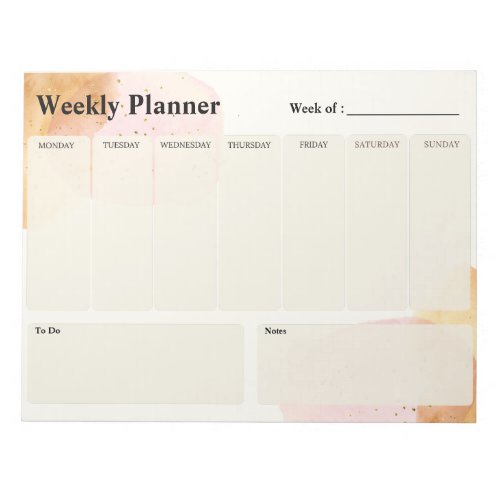 Bloc_Note Aquarelle Paillette Weekly Planner Notepad