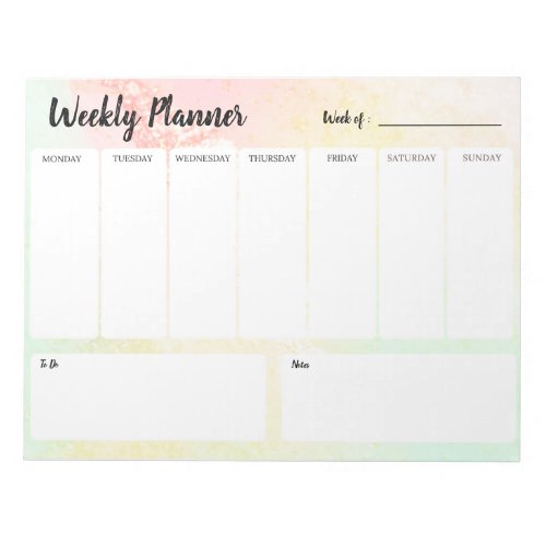 Bloc_Note Aquarelle Pastel Weekly Planner Notepad